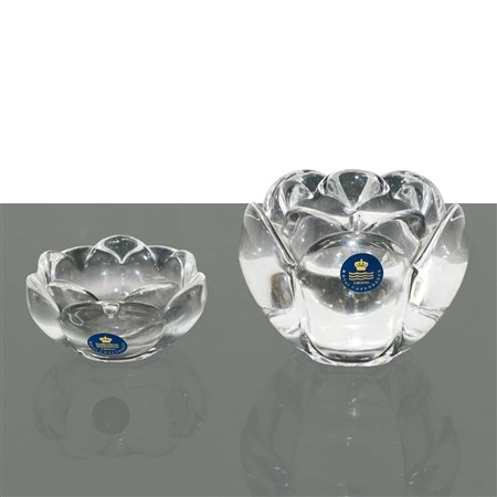 Royal Copenhagen - Coppia di portacandele modello Lotus in cristallo