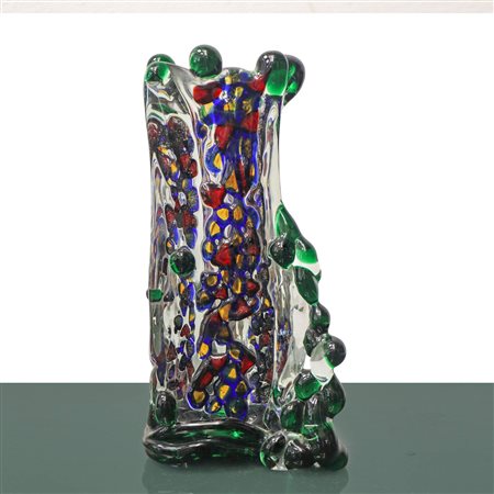 Vaso in vetro di Murano millegocce policromo in vetro sommerso
