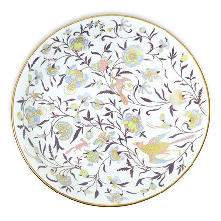 Rosenthal Home Design (seconda metà XX secolo)  - Grande piatto decorativo centrotavola in porcellana policroma decorato con uccelli e motivi floreali