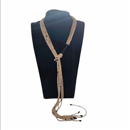 Saliscendi in perle con inserti in oro 18 carati
