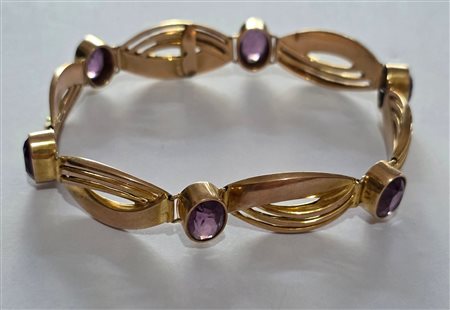 Bracciale in oro giallo 9 carati e ametiste