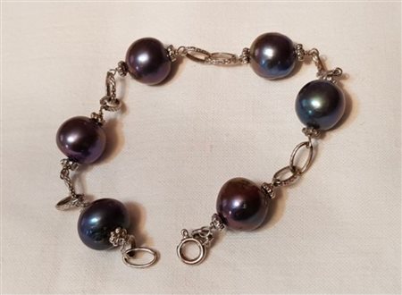 Bracciale in oro bianco 18 carati e perle Taithi