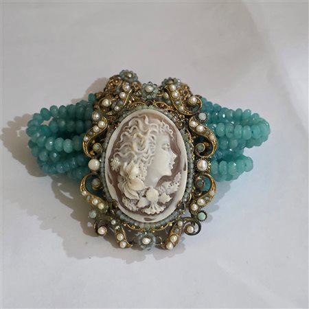 Bellissimo bracciale stile Liberty cammeo e pietre