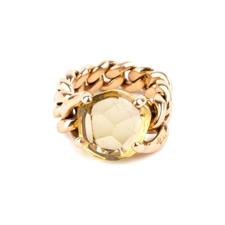 POMELLATO Anello in oro con quarzo citrino A maglia morbida in oro giallo...