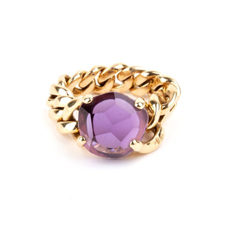 POMELLATO Anello in oro con ametista A maglia morbida in oro giallo 18k,...
