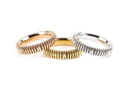 SALVINI Tre anelli in oro con diamanti In oro bianco, giallo e rosa 18k,...