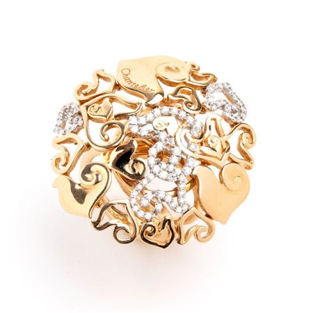 CHANTECLER Anello in oro e diamanti Anello traforato a fascia larga in oro...