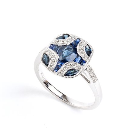 BRANAR PARIS Anello in platino con zaffiri e diamanti In platino, con motivo...