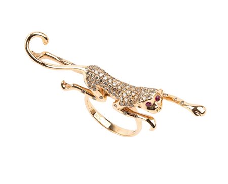 BRANAR PARIS Anello in oro con diamanti e rubini In oro bianco 18k,...