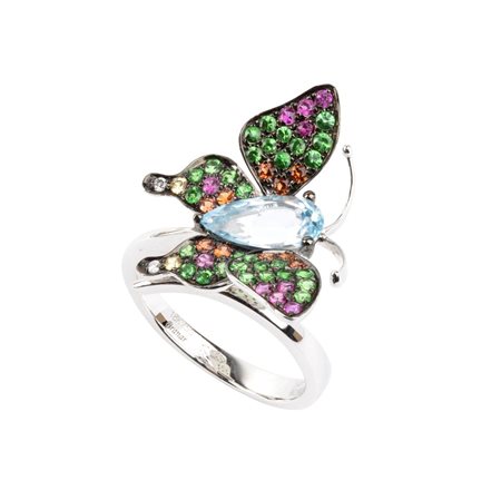 BRANAR PARIS Anello in oro con gemme di colore e diamanti In oro bianco 18k,...