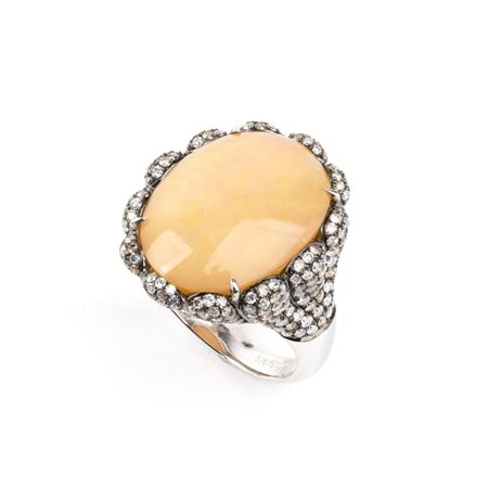 BRANAR PARIS Anello in oro con opale e diamanti In oro bianco 18k,...