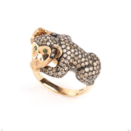 BRANAR PARIS Anello in oro, diamanti e tsavoriti In oro rosa 18k,...