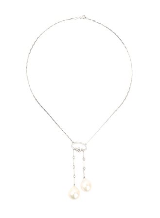 Girocollo in oro con perle e diamanti Sottile catena a maglie in oro bianco...