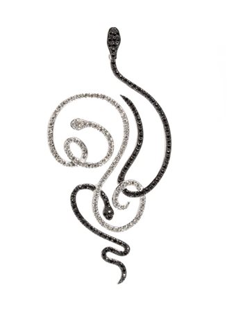Pendente in oro con diamanti in oro bianco 18k, con motivo sinuoso che simula...