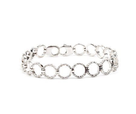 Bracciale in oro bianco con diamanti In oro bianco 18k, con linea di maglio a...