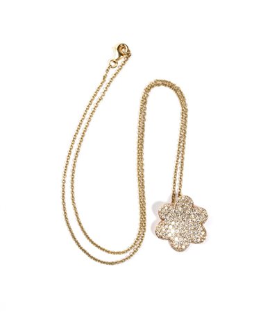 Girocollo con pendente in oro e diamanti in oro giallo 18k, con sottile...