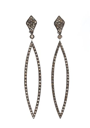 Orecchini in oro con diamanti colore fantasia marrone in oro bianco,...