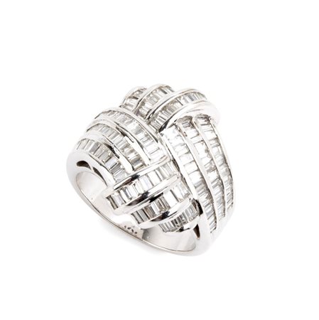 Anello a fascia in oro con diamanti In oro bianco 18k, con motivo ad...