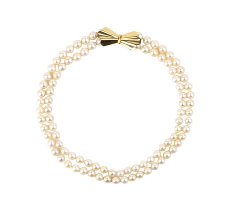 Collana di perle con chiusura in oro A due fili di perle coltivate d'acqua...
