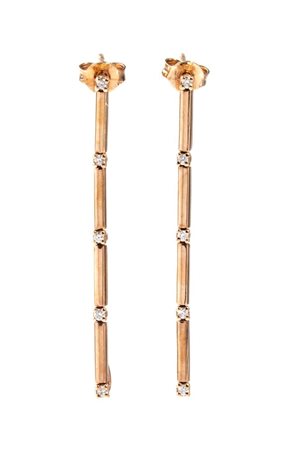 Orecchini in oro rosa e diamanti in oro rosa 18k, con elementi a barretta...