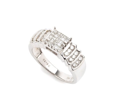 Anello a fascia in oro con diamanti In oro bianco 18k, incastonato con pavé...