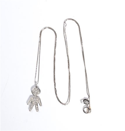 Girocollo in oro e diamanti In oro bianco 18k, con sottile catena a cui è...