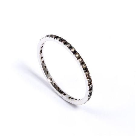 Anello in oro con diamanti colore fantasia marrone in oro bianco 10k,...