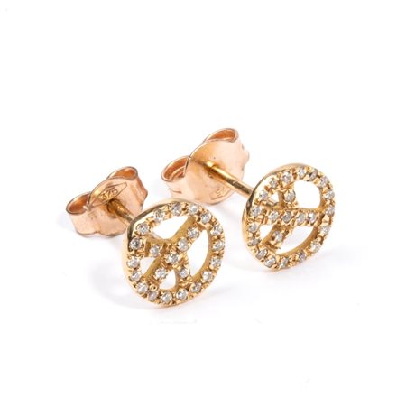 Orecchini in oro e diamanti in oro giallo 9k, raffiguranti il simbolo della...