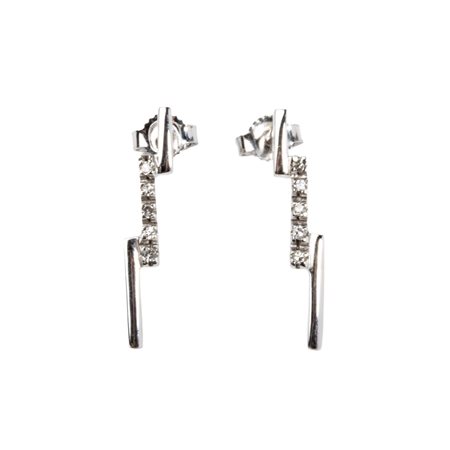 Orecchini in oro e diamanti in oro bianco 18k, a forma di fulmini,...