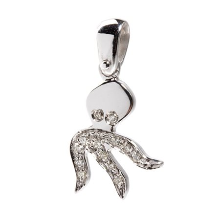Pendente in oro e diamanti in oro bianco 18k, raffigurante la sagoma...