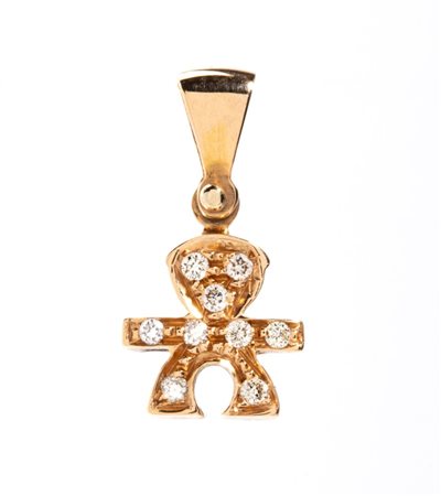 Pendente in oro e diamanti In oro rosa 18k, raffigurante la sagoma stilizzata...