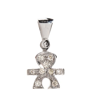 Pendente in oro e diamanti in oro bianco 18k, raffigurante la sagoma...