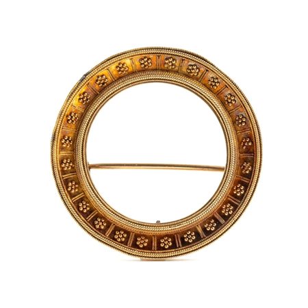 Spilla circolare in oro in stile archeologico Roma, circa 1865–1885 Elegante...