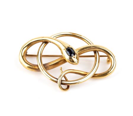 Spilla serpente in oro Italia, circa 1865-1890 realizzata a forma di serpente...