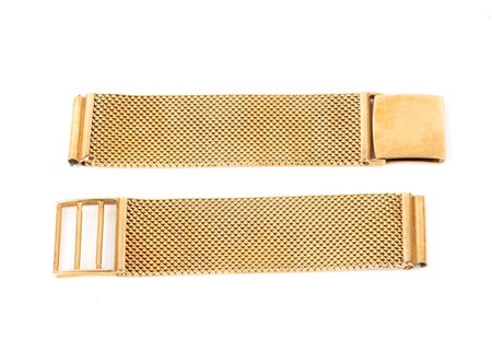Bracciale per orologio in oro Anni '60 a maglia semi-rigida. Punzonato "750"....