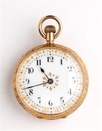 OMEGA Orologio da tasca in oro 18k 1890-1910 circa cassa in oro 18k decorata...