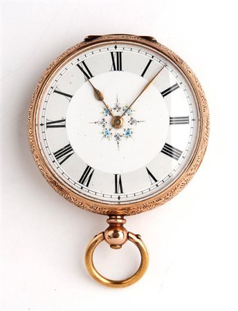 Orologio da tasca svizzero in oro 14k 1880-1890 circa cassa in oro 14k...
