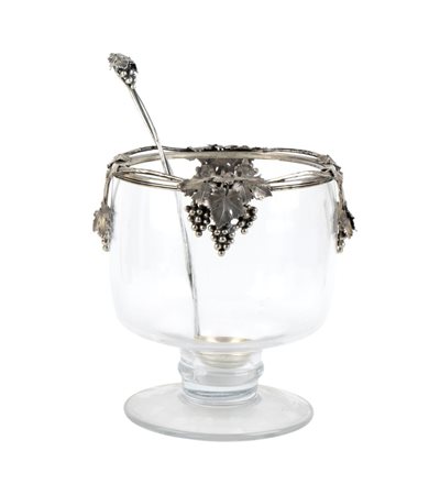CESA Punch bowl italiana in vetro e argento Metà XX secolo Altezza x...