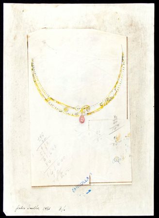 GIULIO ZANCOLLA Progetto per girocollo Anni '50 disegno di girocollo in oro,...
