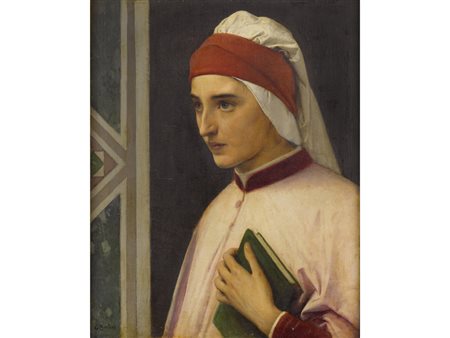 Giuseppe Bertini (Milano1825–Milano1898) Dante Olio su tela Firmato Misure...