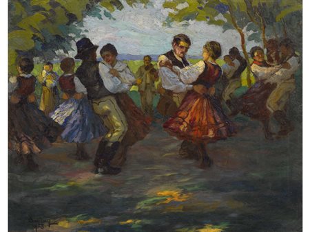 Gero Daday (Gyulafehérvár 1890-Budapest 1979 ) Festa di ballo Olio su tela...