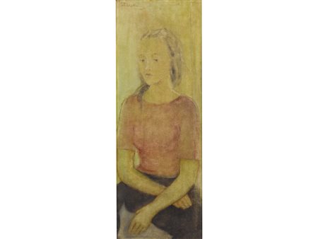 Iolanda Barozzi (XX Secolo) Ritratto Olio su cartone Firmato Misura 80x30 cm
