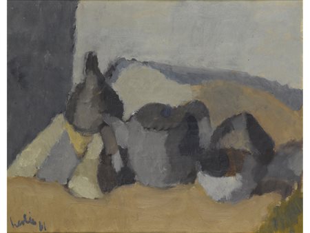 Firma illeggibile (XX secolo) Composizione Olio su tela Firmato Misure 40x50 cm