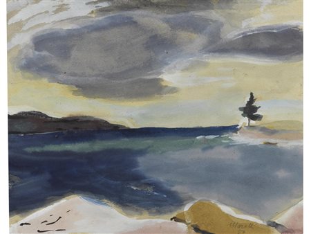 Enzo Morelli (Bagnacavallo 1896-Bogliaco del Garda 1976) Paesaggio Acquarello...