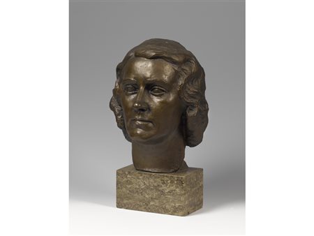 Monogrammato C.M. Volto di donna Bronzo Firmato Altezza 30 cm