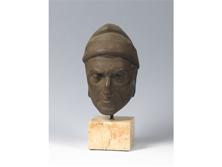 Anonimo (XX Secolo) Maschera mortuaria di Dante Alighieri Bronzo Altezza 27 cm