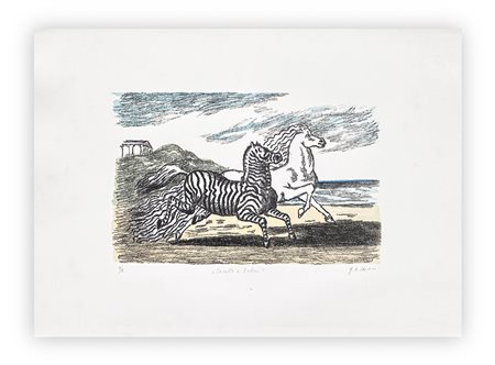 GIORGIO DE CHIRICO (1888-1978) - Cavallo e zebra, 1974