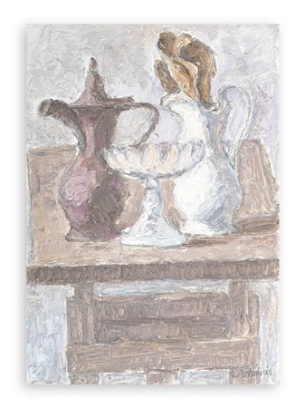 CRISTOFORO DE AMICIS (1902-1987) - N. morta con la fruttiera