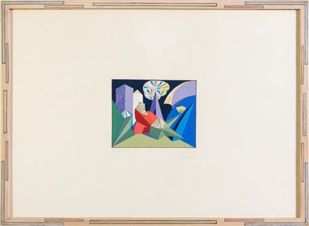Giacomo Balla (Torino 1871 - Roma 1958), "Fuochi d'artificio", Edizione Franca Mancini 1980 circa.