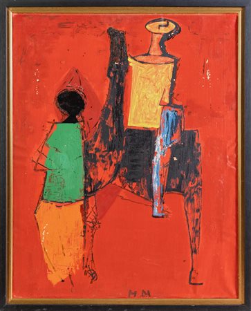 Marino Marini (Pistoia 1901 - Viareggio 1980), "Rote Komposition mit Reiter", 1964.